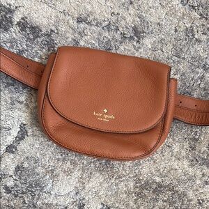 Kate Spade Brown Leather Belt Bag with Gold Hardware